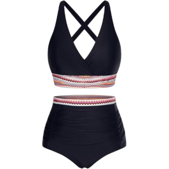Women’s High Waisted Plus Size Tummy Control Bikini Set - Picture 1 of 4